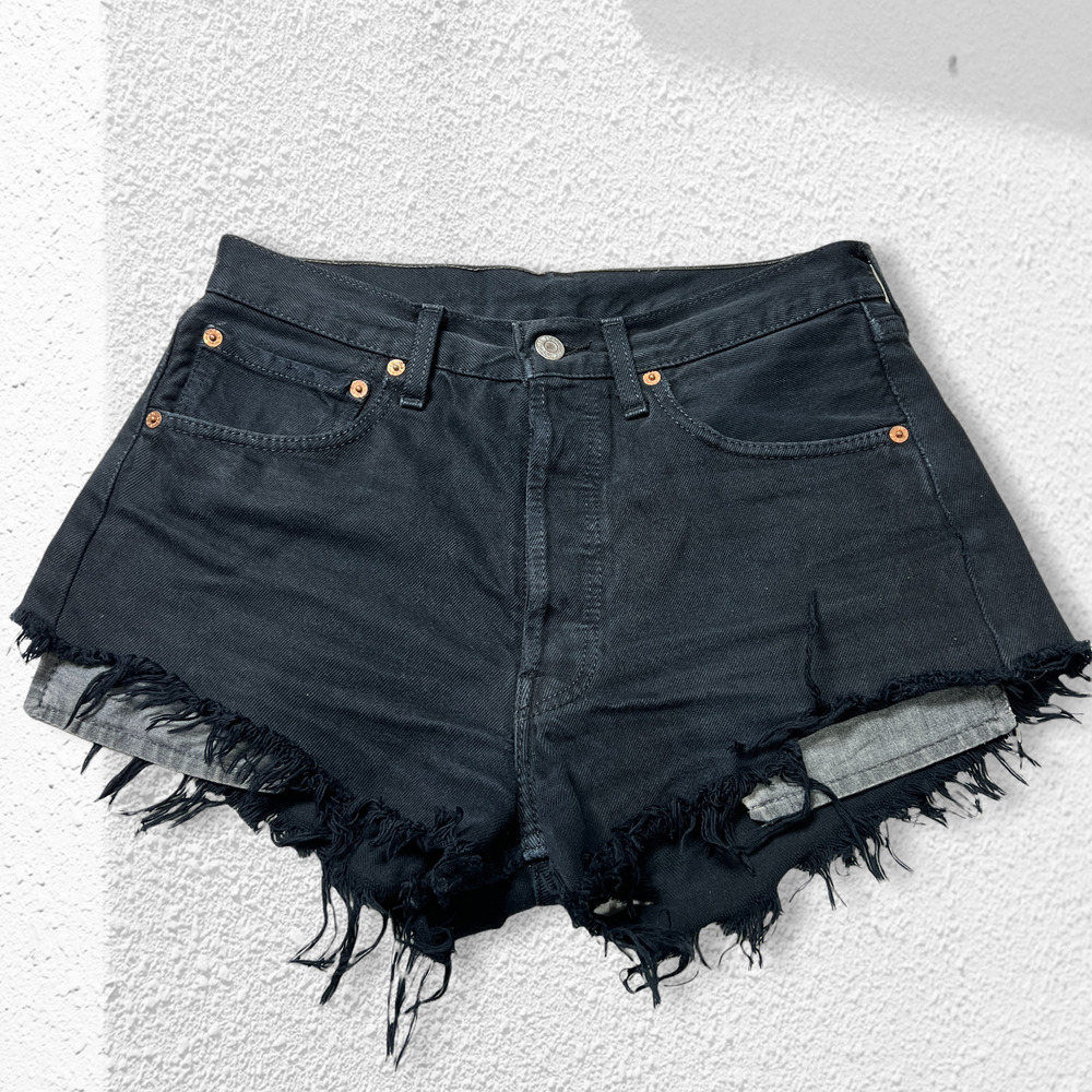 Vintage Levi's 501 Cutoff Jean Shorts SIZE 31 Distressed Blue Button Fly